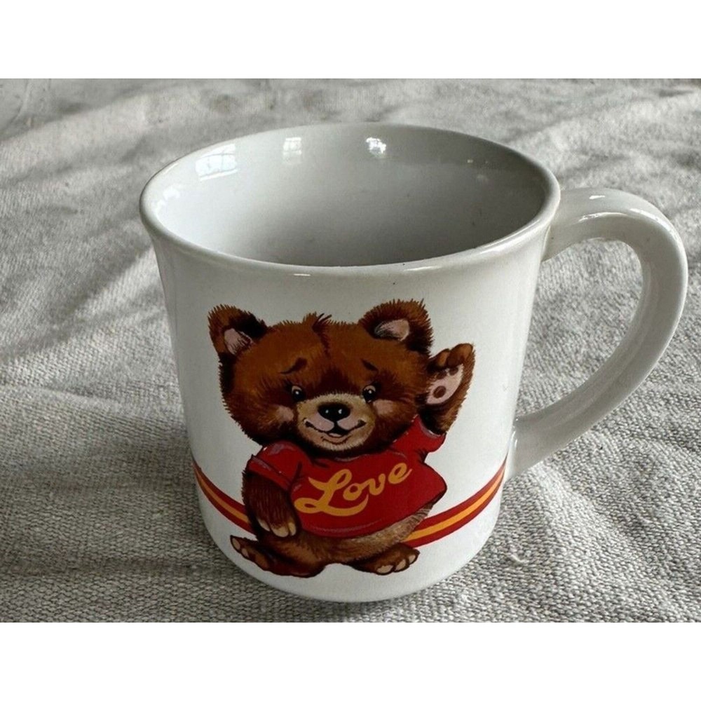 Vintage 1982 Wallace Berrie Animal Talk Series Mug Love Ya Bear Tea Cup